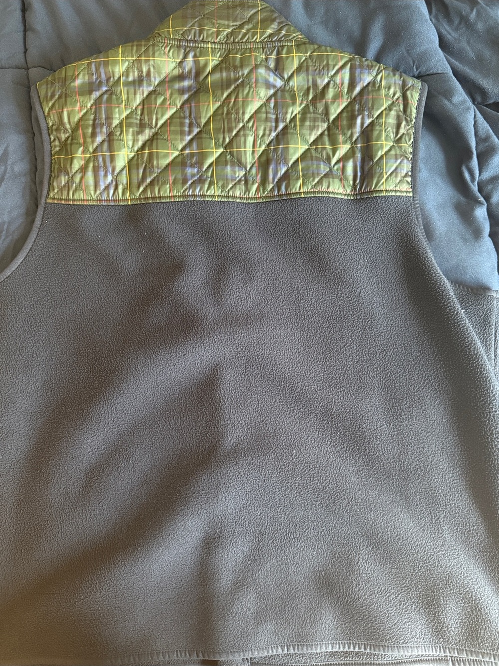 Brooks Brothers Black Fleece Vest with Olive Plaid Yoke XL - Picture 3 of 3